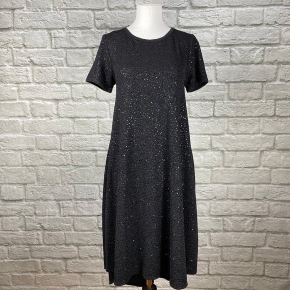 LuLaRoe Elegance Black Sparkle Carly Dress - Picture 1 of 6